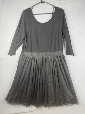 MODCLOTH 1X Black 3/4 Length Sleeves Tulle Dress Plus Size